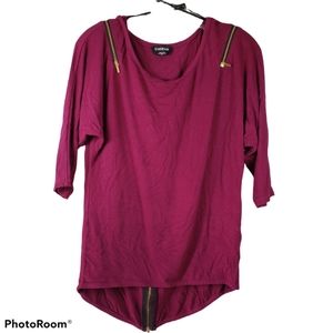 Bebe Zippered Cold Shoulder Top